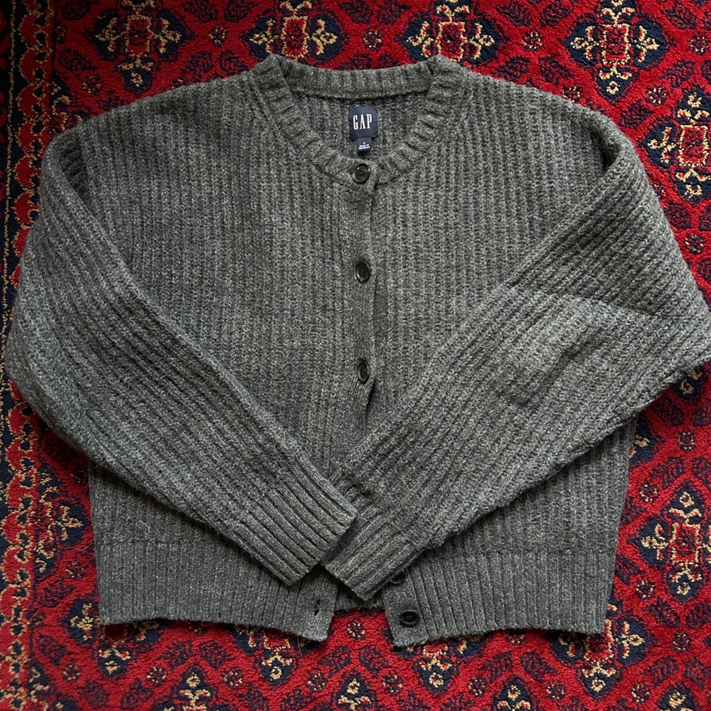 Gap Grey Crewneck Wool/Alpaca Blend Cardigan